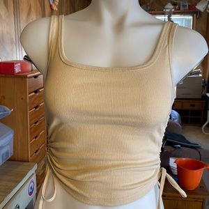Womens drawstring crew neck nick crop top. NWOT